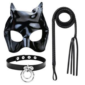 2232 Halloween Cosplay Costume Accessoriess Set, Black Leather